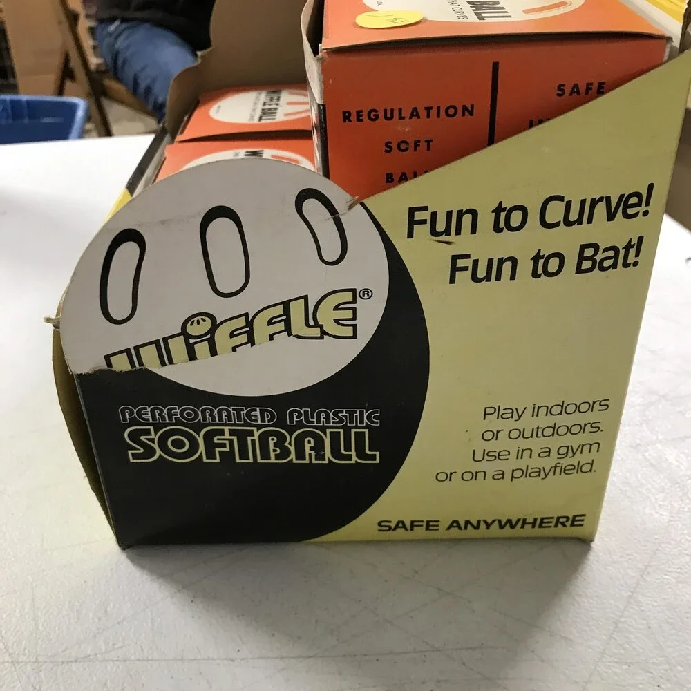 Lot Of 9 Vintage Wiffle Softball King Size Plastic Perforated Ball with Display